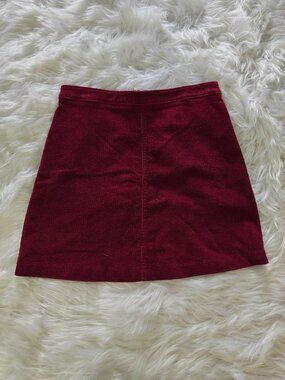 Forever 21 Red Wine Velvet Mini Skirt, Size Small